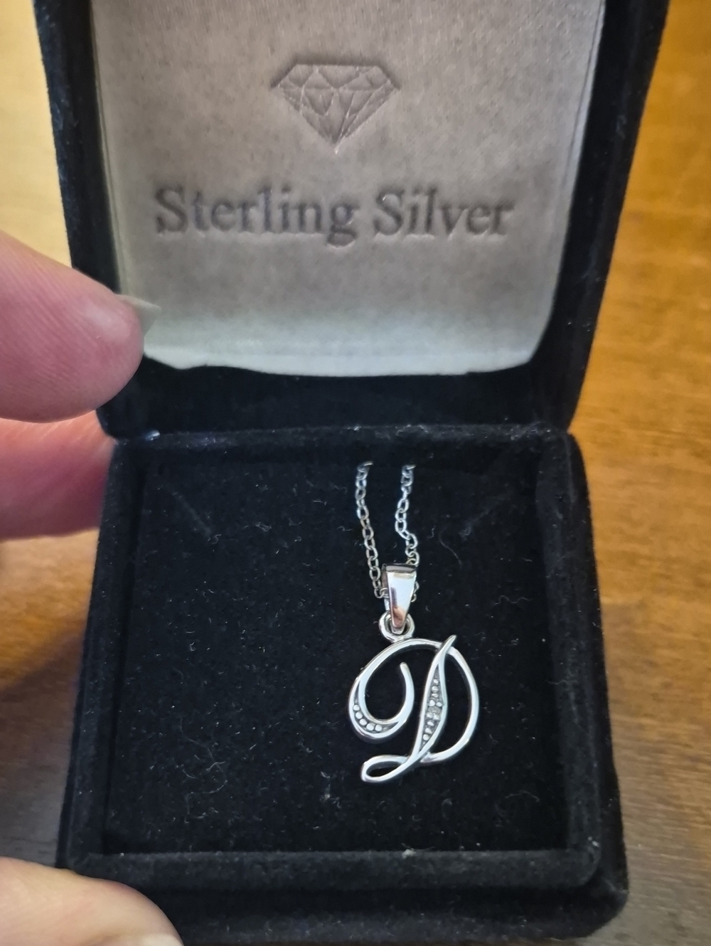 Sterling Siver Diamond Accent Initial D 18" Necklace
